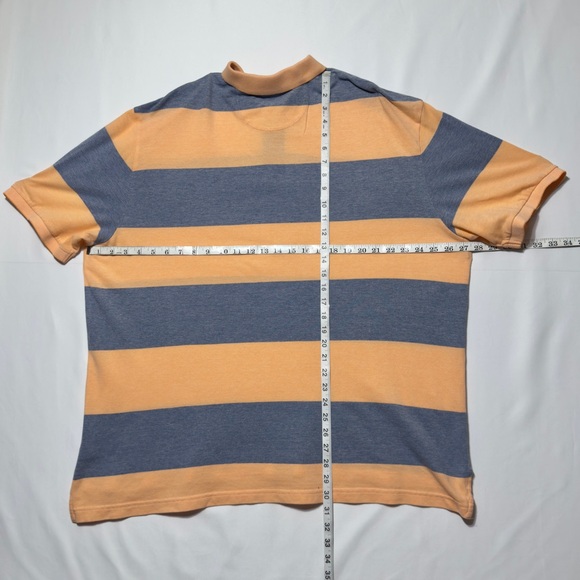 Chaps Men's Blue & Orange Natural Stretch Striped Polo Shirt Size XXL Excellent - Picture 5 of 8